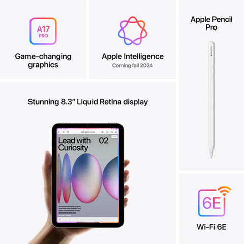 Apple, iPad Mini 7th (A17 Pro), Wi-Fi Tablet, 8 GB RAM, 8.3-Inch