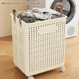 • Khamsan 55L Large Rolling Laundry Basket, Foldable with Handle