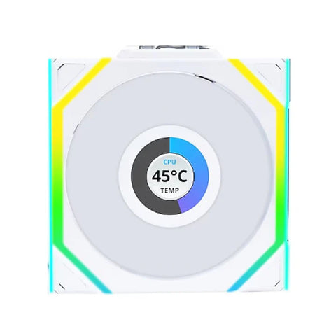 LIAN LI, UNI FAN SL Wireless LCD 120mm ARGB Case Fans with 1.6” LCD Screen (3 Pack) - White