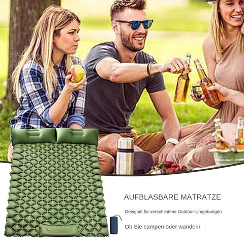 Double Inflatable Camping Air Mattress with Built-In Foot Pump & Dual Pillows – 200 × 120 cm