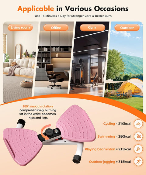 Waist Twister Machine Exercise Fitness Tool, Ab Twister Board with the Smart LED Digital Monitor, 300lbS Capacity & 20dB Ultra-Quiet, Anti-Slip Home Gym Workout Equipment for Women Belly Fat