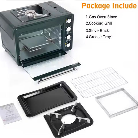 Portable 2-in-1 Butane Gas Camping Oven & Stove – 25 L, 2.1 kW
