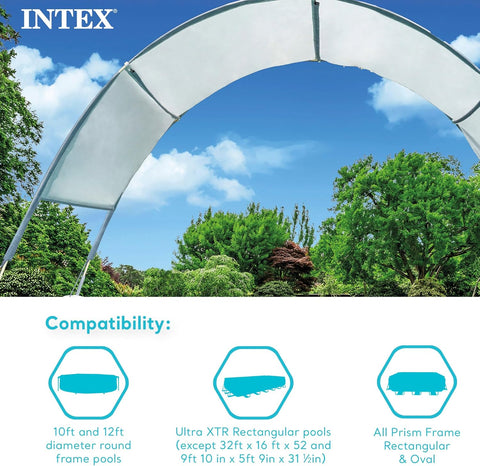 INTEX Gray Canopy for Rectangular Pool UPF 50+ Waterproof