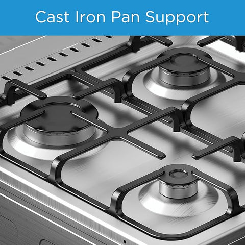 Midea Gas Cooker 50x55, 4 Burners, Silver