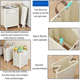 • Khamsan 55L Large Rolling Laundry Basket, Foldable with Handle
