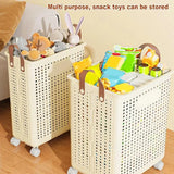 • Khamsan 55L Large Rolling Laundry Basket, Foldable with Handle