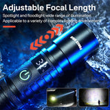 BSON Force USA Telescopic Flashlight - 2000 Lumens, Adjustable Focus Beam
