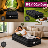 Inflatable Air Mattress with Rechargeable USB Pump, Air Coil Support & Pillow – 198 × 100 cm