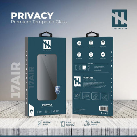 Elephant Horn, Privacy Tempered Glass, iPhone 17 Series, Screen Protector