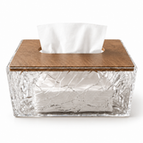 Luxury Acrylic Tissue Box Holder with Wooden Top – Gray | K2852