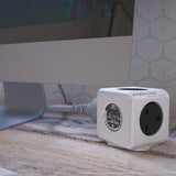 PowerCube Extended Monitor UK 1.5m – 4-Socket Power Extension with Energy Display