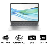 HP ProBook 460 G11 - 16" WUXGA / Ultra 5 125U / 8GB / 512GB (NVMe M.2 SSD) / DOS (Without OS) / 1YW / Pike silver - Laptop