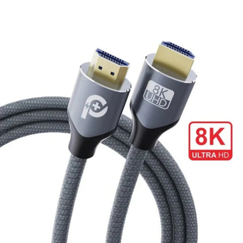 كابل Powero+ Visual HDMI إلى HDMI بدقة 8K ومضفّر بطول 3m - رمادي