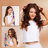 5 In 1 Hair Rotating Hair Dryer Hair Straightener Comb Curling Brush 5 interchangeable barrels