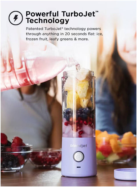 Blendjet V2 Portable Blender 16oz, Smoothie Maker, Fruit Blender, BPA-Free, 475ml, 200W, Sports Bottle, USB-C Rechargeable - Glacier