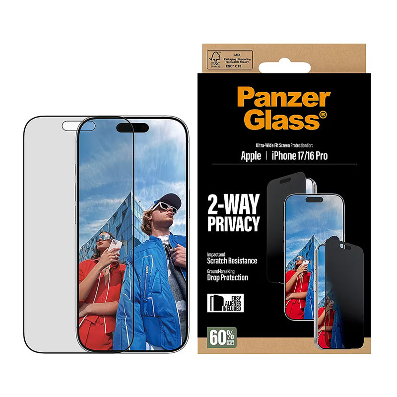 PanzerGlass 2-Way Privacy Screen Protector iPhone 17, 17 Pro, 17 Air, 17 Pro Max | Ultra- Wide Fit w. EasyAligner PanzerGlass 2-Way Privacy Screen Protector iPhone 17, 17 Pro, 17 Air, 17 Pro Max | Ultra- Wide Fit w. EasyAligner