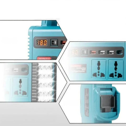 Compact 150W Portable Power Station with 68V Detachable Lithium Battery, Dual AC Outlets, 3 USB-A Ports