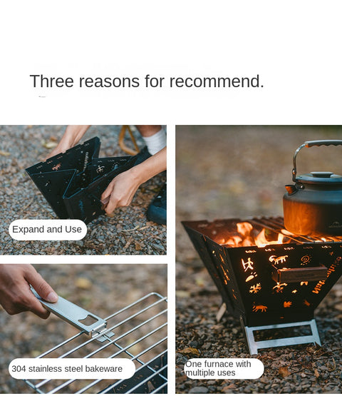 Naturehike Folding Fire Rack - Black (30*30*23)