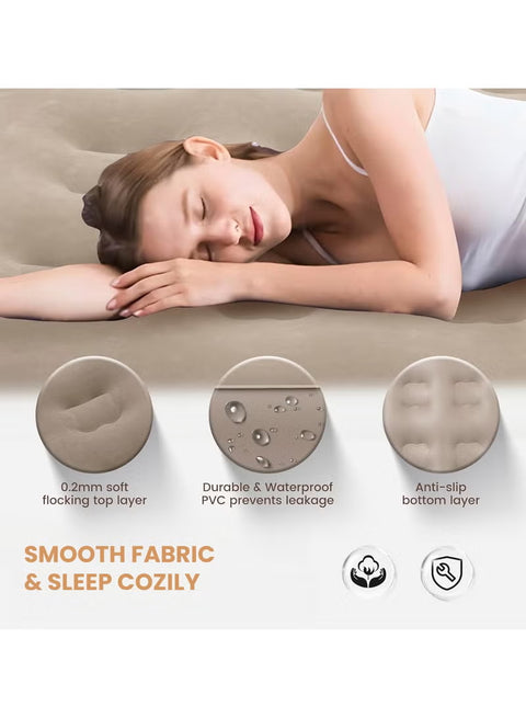 Inflatable Air Mattress with Rechargeable USB Pump, Air Coil Support & Pillow – 198 × 100 cm