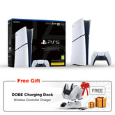 Sony PlayStation 5 Slim Digital Edition – White 825GB (E-Chassis) Bundle with DOBE Charging Dock For PS5 Wireless Controller Charger- TP5-0506