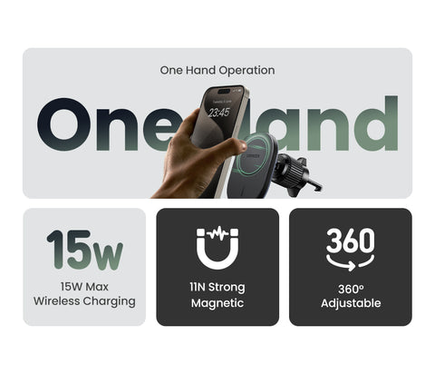 UGREEN CD345, Magnetic Car Wireless Charger 15W - Black
