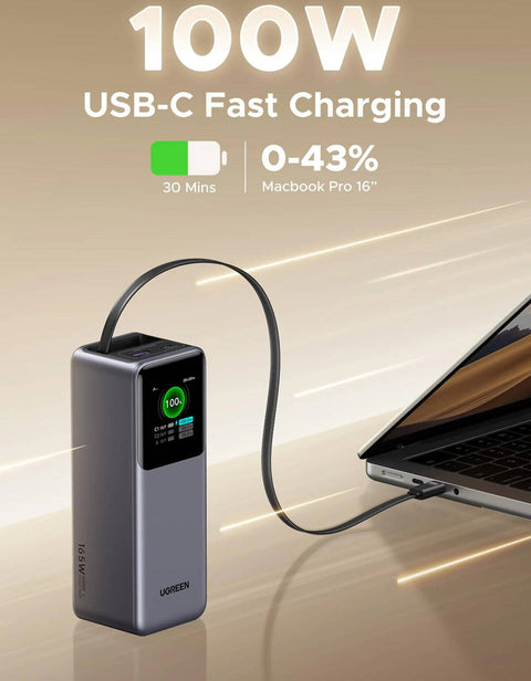 UGREEN Nexode 165W 20000mAh Power Bank with Retractable USB-C Cable