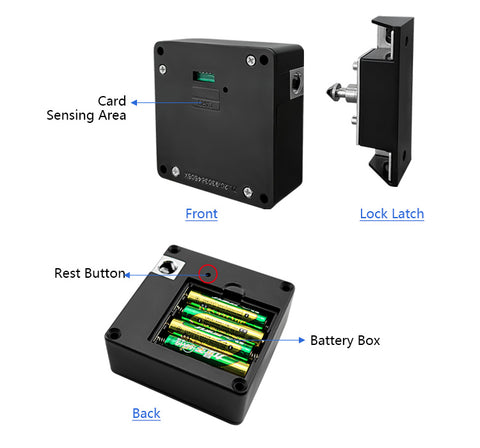 Gopeta Y100C, Smart Card Cabinet Lock for Wooden Drawers and Cabinets, Hidden Card Access – Black