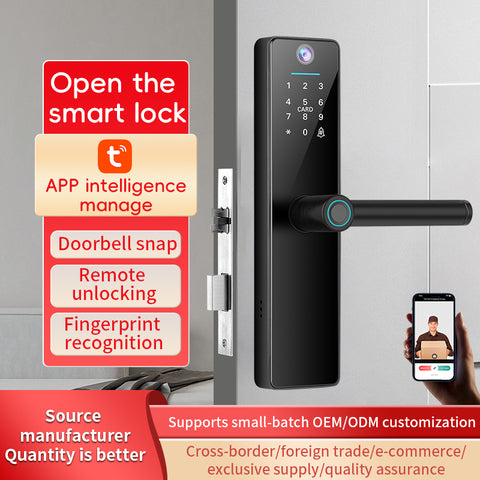 Gopeta FY16, TUYA Wi-Fi Smart Lock with Camera for Wooden Doors, Fingerprint, RFID & App Control