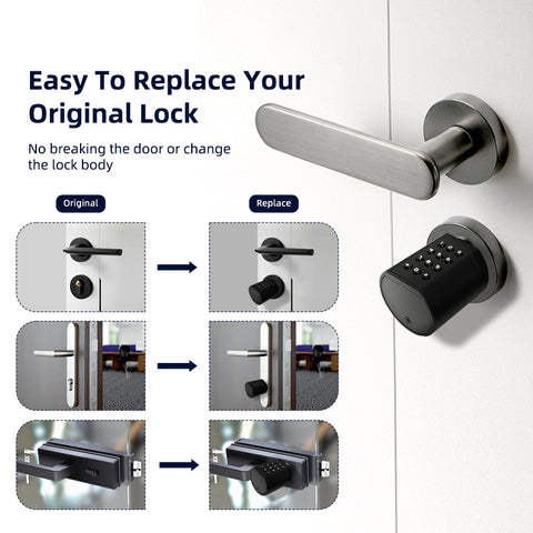 Gopeta, Smart Cylinder Lock for Wooden Doors with TUYA Bluetooth App, Fingerprint, Card & Passcode