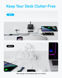 Anker 112W 6-Port GaN Charger – 3 USB-C & 3 USB-A Desktop Charging Station (Black)