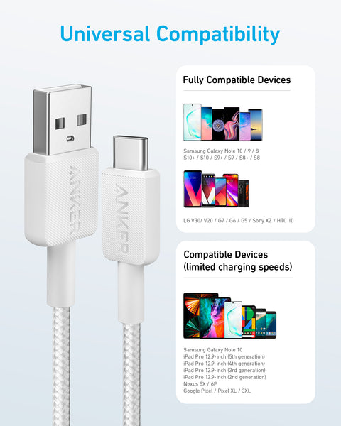 Anker 322 USB-A to USB-C Cable Braided - 0.9m/3ft