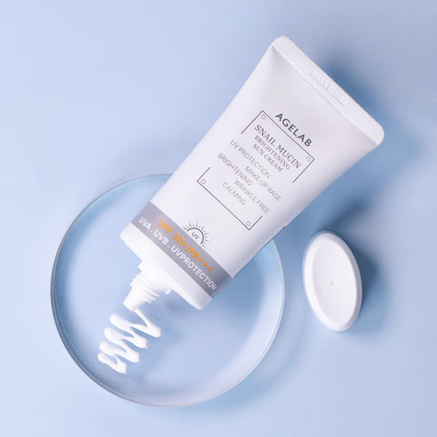 AgeLab Snail Mucin Brightening Sun Cream SPF 50+ PA+++ | Korean Skincare | Anti-Aging, Hydrating, & Whitening Sunscreen | Non-Greasy, No White Cast, All Skin Types Sensitive Skin Safe | 70ml