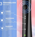 ATMOKO Sonic Duo Electric Toothbrush, Rechargeable with 40000VPM, Includes 8 Brush Heads-HP42A, Black&pink