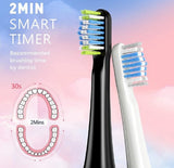 ATMOKO Sonic Duo Electric Toothbrush, Rechargeable with 40000VPM, Includes 8 Brush Heads-HP42A, Black&pink