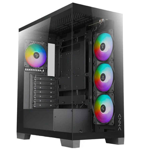 AZZA COVE Black ATX Mid Tower PC Case with 4 ARGB Fans Support Top 360 cooler - usb type C