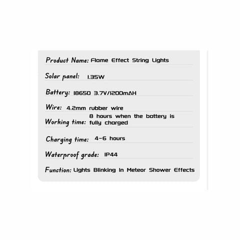 KKF Solar-Powered LED Flame Effect Lantern String Lights, 6m with 10 Bulbs