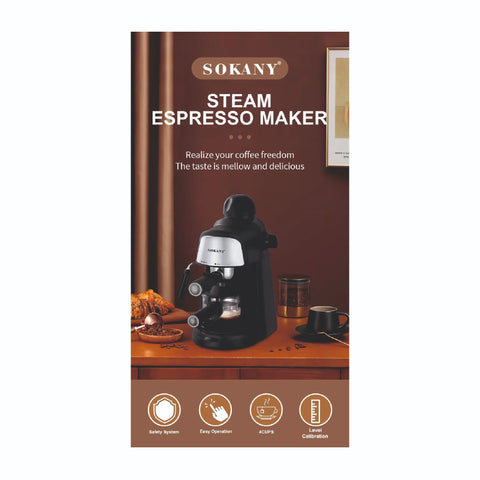 SOKANY Steam Espresso Maker Coffee Machine 800W with Safety Valve (Model SK-6810)