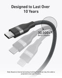 أنكر 1.8م/6قدم، USB-C إلى USB-C 240 واط، معاد تدويره ومضفر، شحن سريع ومتين
