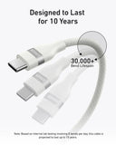 أنكر 1.8م/6قدم، USB-C إلى USB-C 240 واط، معاد تدويره ومضفر، شحن سريع ومتين