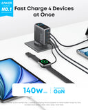 Anker 140W 4-Port PD 3.1 GaN Charger with USB-C Cable – Smart Display Fast Charger