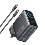 Anker 140W 4-Port PD 3.1 GaN Charger with USB-C Cable – Smart Display Fast Charger