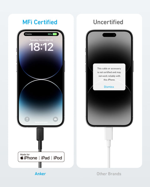 Anker 322 USB-C to Lightning Cable Braided (0.9m/3ft) -Black - MFi Certified Durable