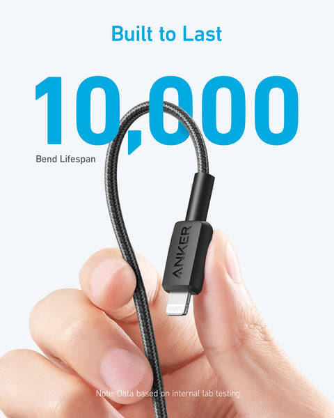 Anker 322 USB-C to Lightning Cable Braided (1.8m/6ft) -Black - MFi Certified Durable