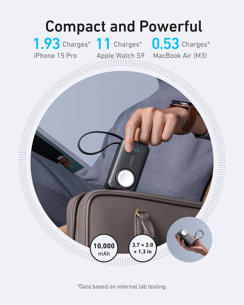 Anker MagGo, 10000mAh Power Bank with 30W USB‑C Built‑in Cable and Apple Watch Wireless Charger