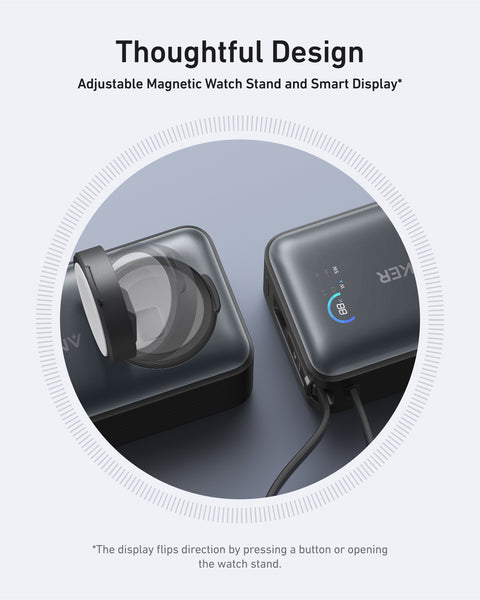 Anker MagGo, 10000mAh Power Bank with 30W USB‑C Built‑in Cable and Apple Watch Wireless Charger