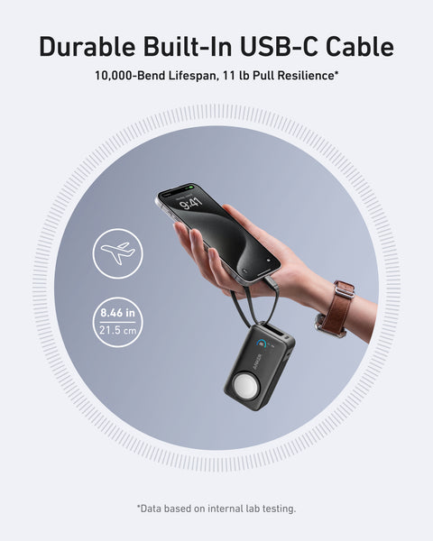 Anker MagGo, 10000mAh Power Bank with 30W USB‑C Built‑in Cable and Apple Watch Wireless Charger