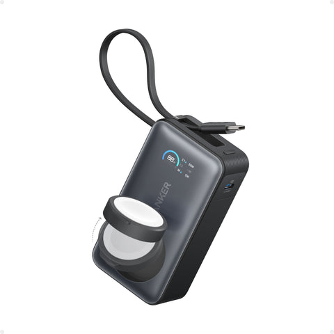 Anker MagGo, 10000mAh Power Bank with 30W USB‑C Built‑in Cable and Apple Watch Wireless Charger