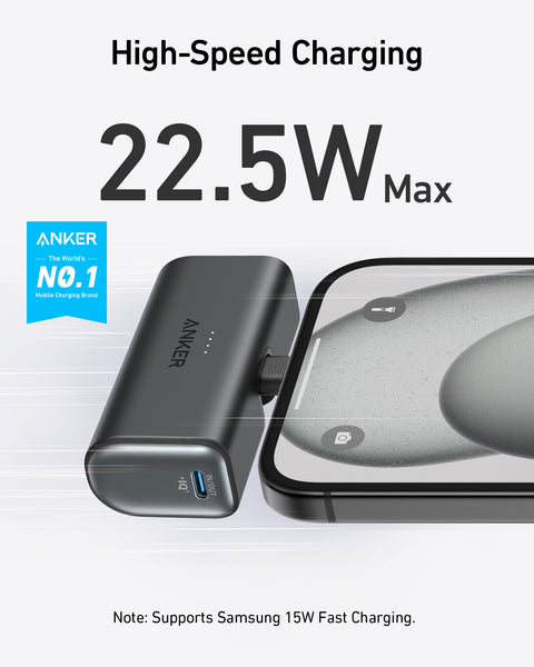 Anker Nano 5000mAh Power Bank – 22.5W Built‑In USB‑C Connector (Cable included)