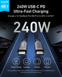 Anker Prime 3ft USB-C to USB-C 240W Upcycled-Braided Fast & Durable