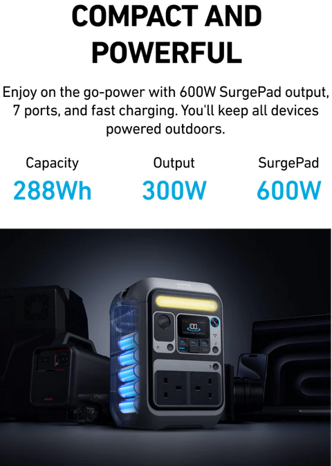 Anker SOLIX C300 288Wh Portable Power Station – 300W